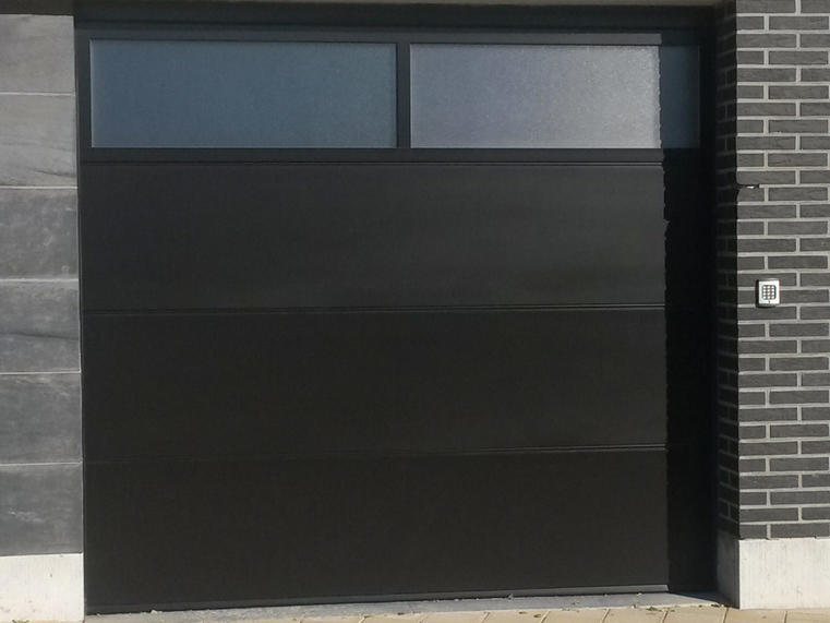 Hörmann - Porte de garage moderne Rainures-L Noir, en acier