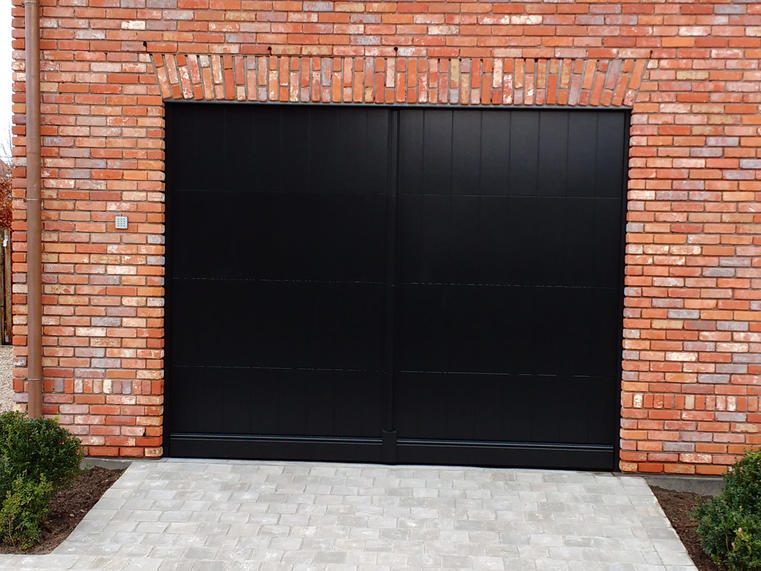 Hörmann - Porte de garage moderne Rainures-L Noir, en bois
