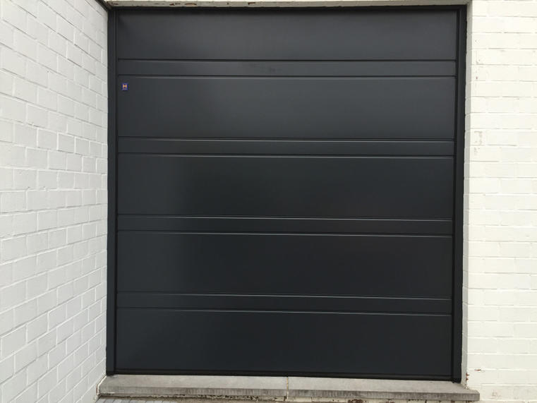 Hörmann - Porte de garage classique Rainures-D Noir, en acier