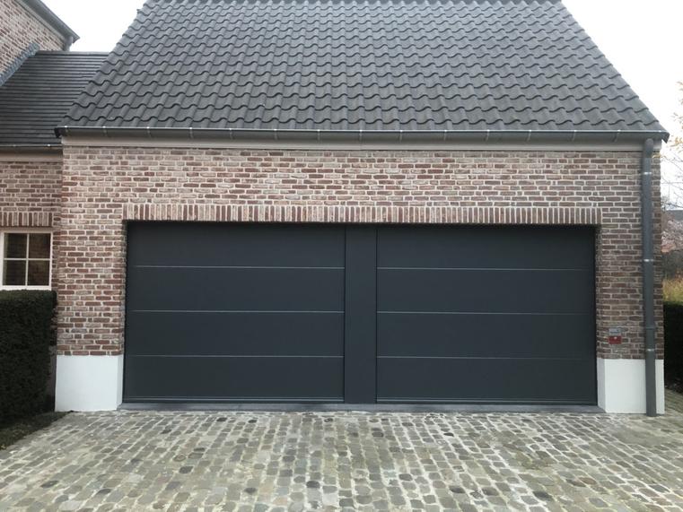 Hörmann - Porte de garage rustique Rainures-L Noir, en acier