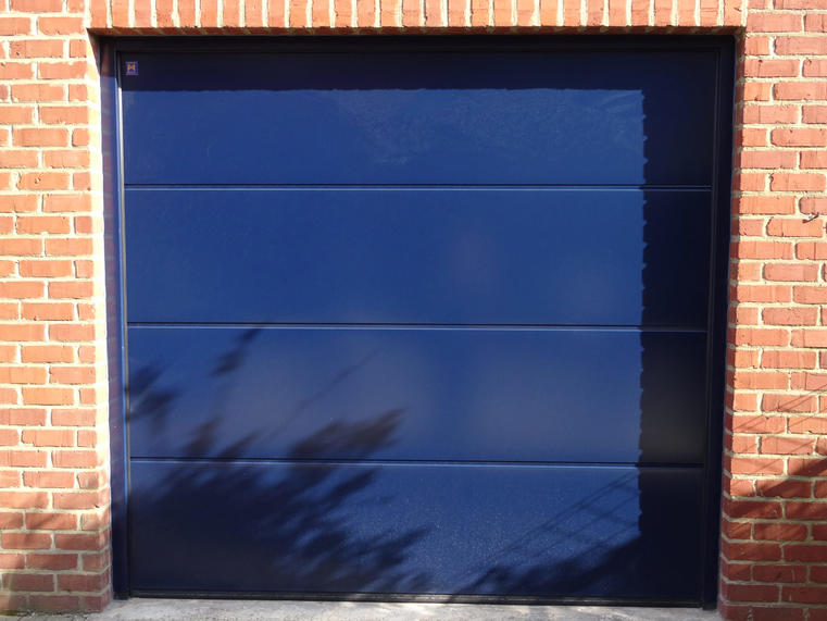Hörmann - Porte de garage classique Rainures-L Bleu, en acier